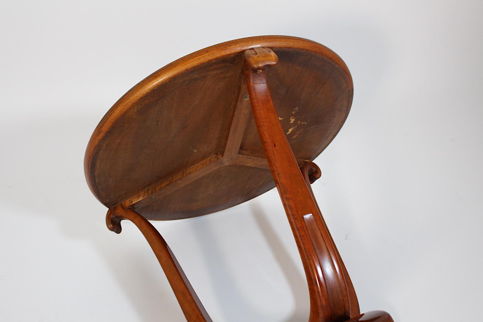 Art Deco Vintage Solid Walnut Circular Side Table, 1930s, France For Sale 8