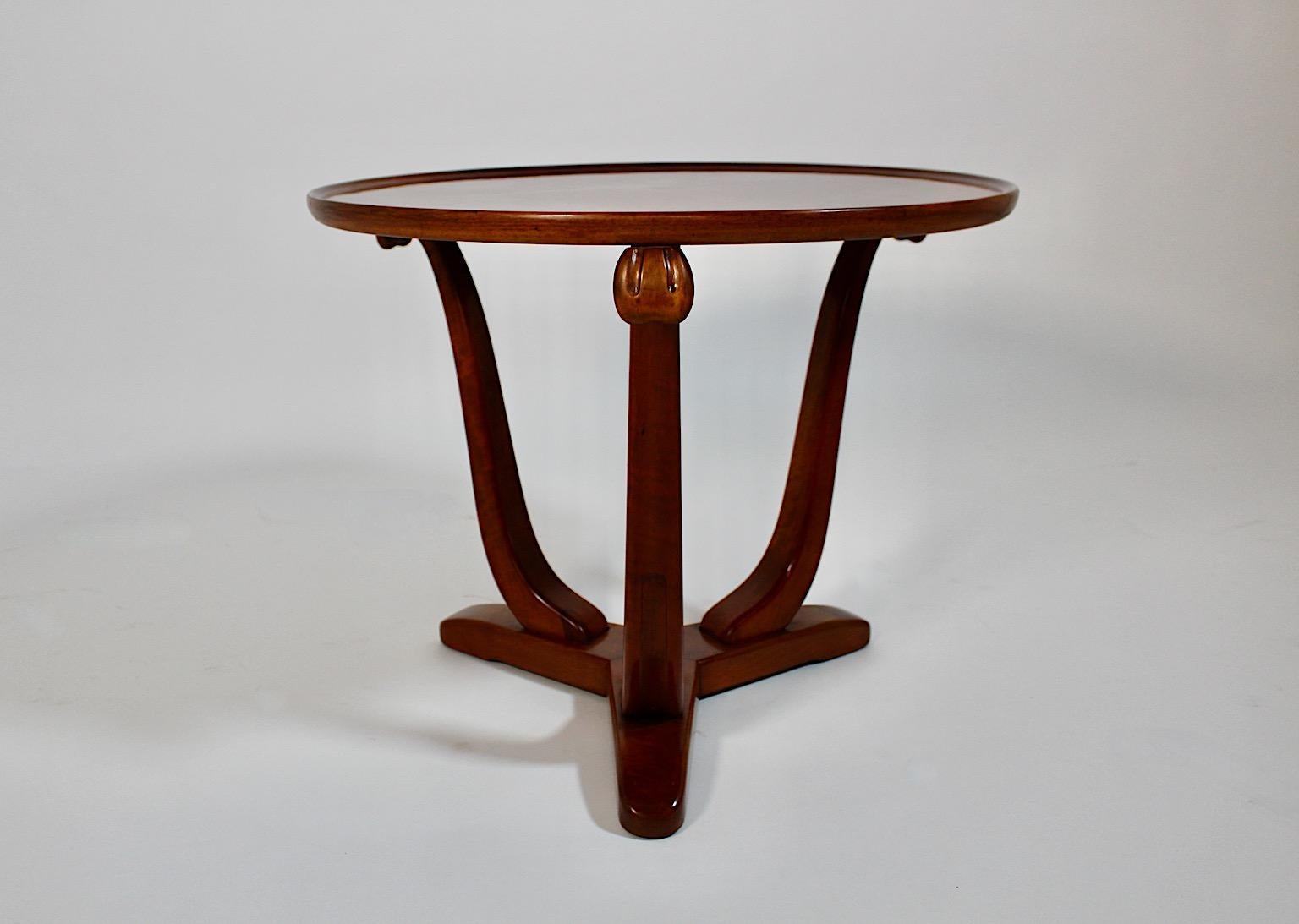 Art Deco Vintage Solid Walnut Circular Side Table, 1930s, France For Sale 13