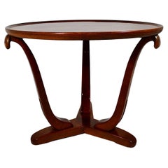 Art Deco Vintage Solid Walnut Circular Side Table, 1930s, France