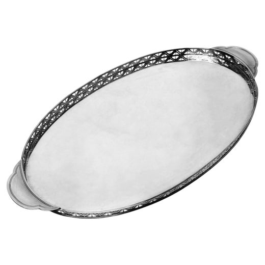 Art Deco Vintage Sterling Silver Tray 1934 Oval Serving Tray