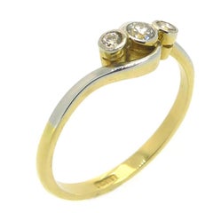 Art Deco Vintage Three-Stone Diamond Ring in Cross over Twist Design