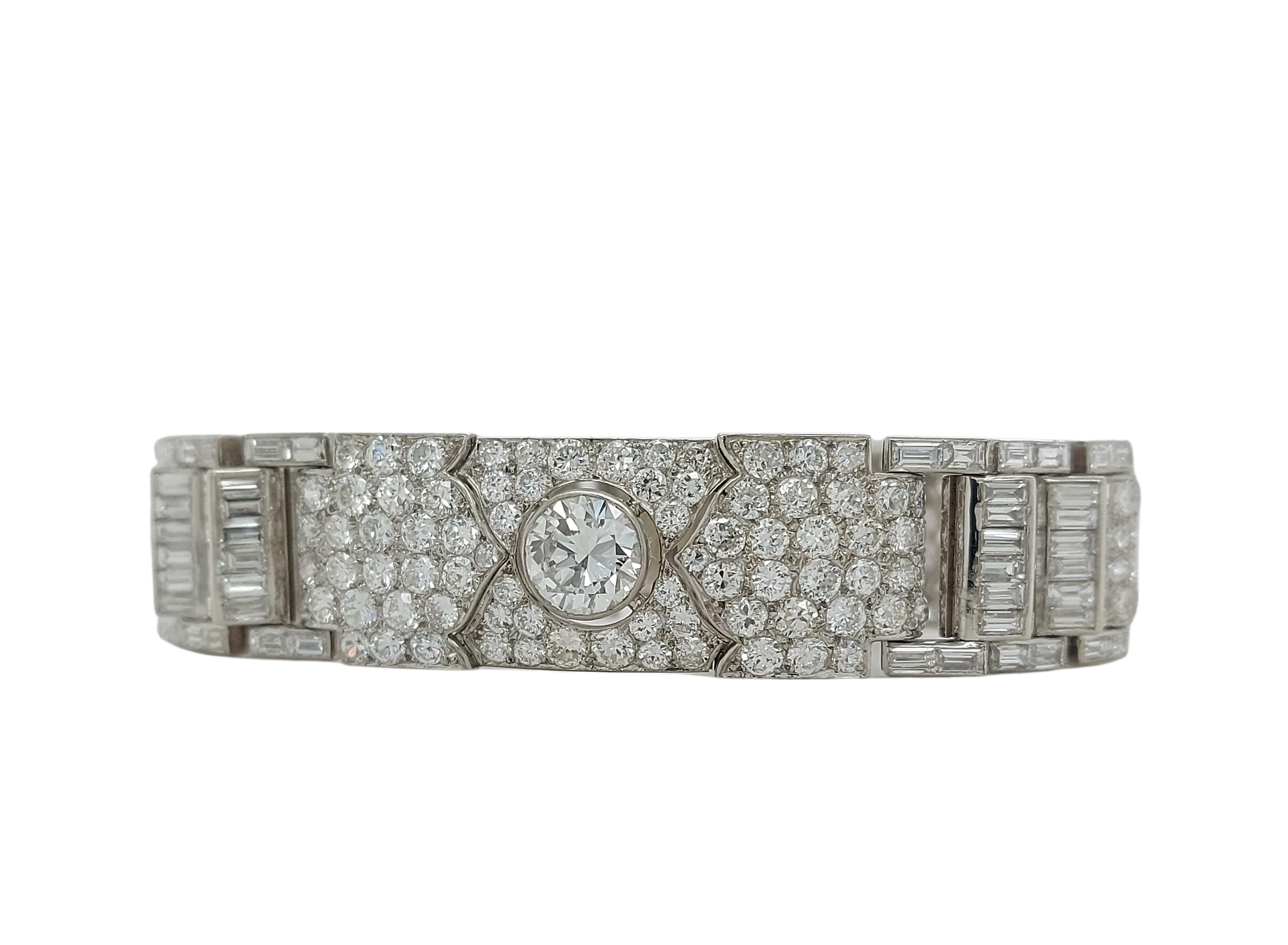 Bracelet Art Déco vintage unique en platine massif 36 carats  en vente 2
