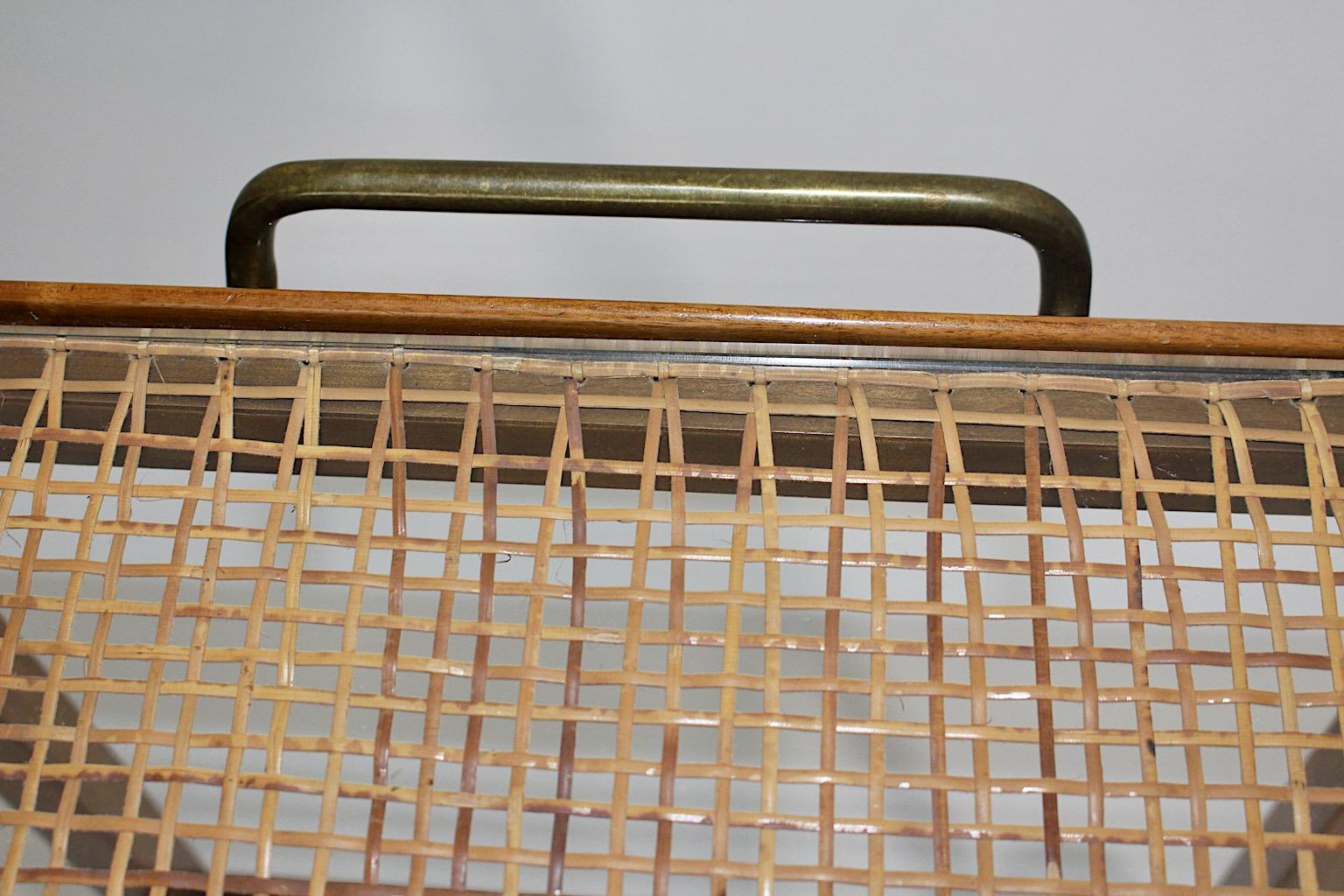 Art Deco Vintage Walnut Brass Bar Cart Julius Jirasek for Hagenauer circa 1935 For Sale 5