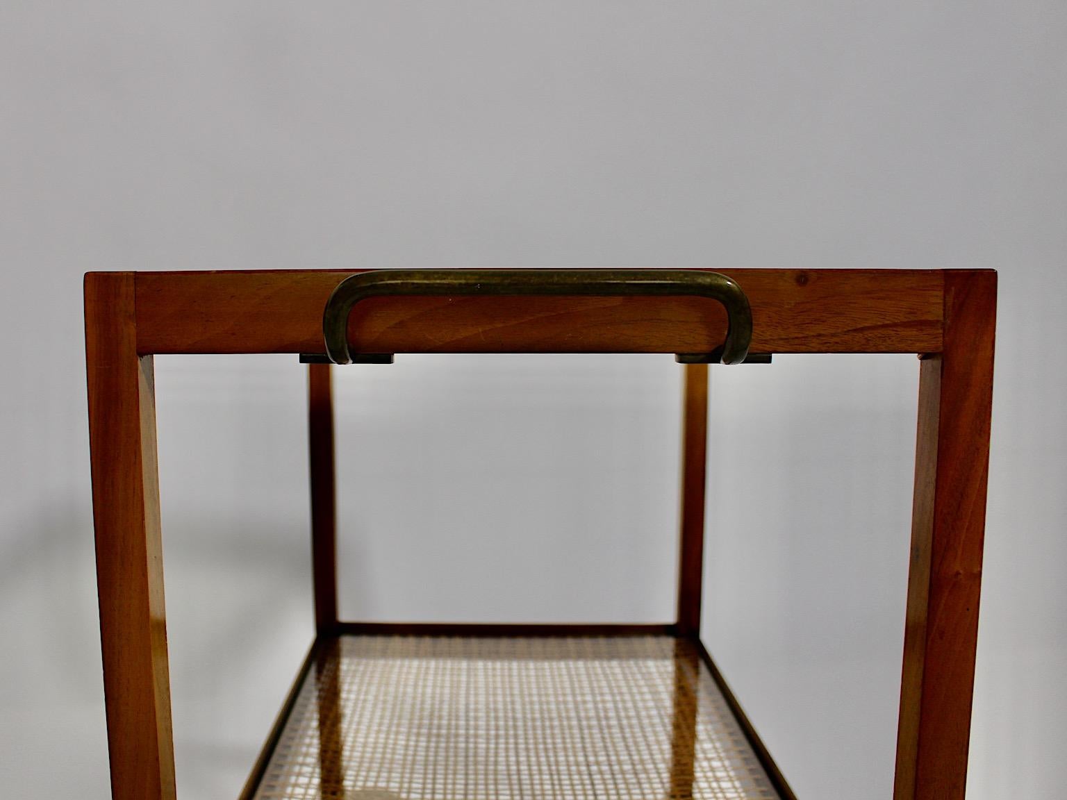 Art Deco Vintage Walnut Brass Bar Cart Julius Jirasek for Hagenauer circa 1935 For Sale 8