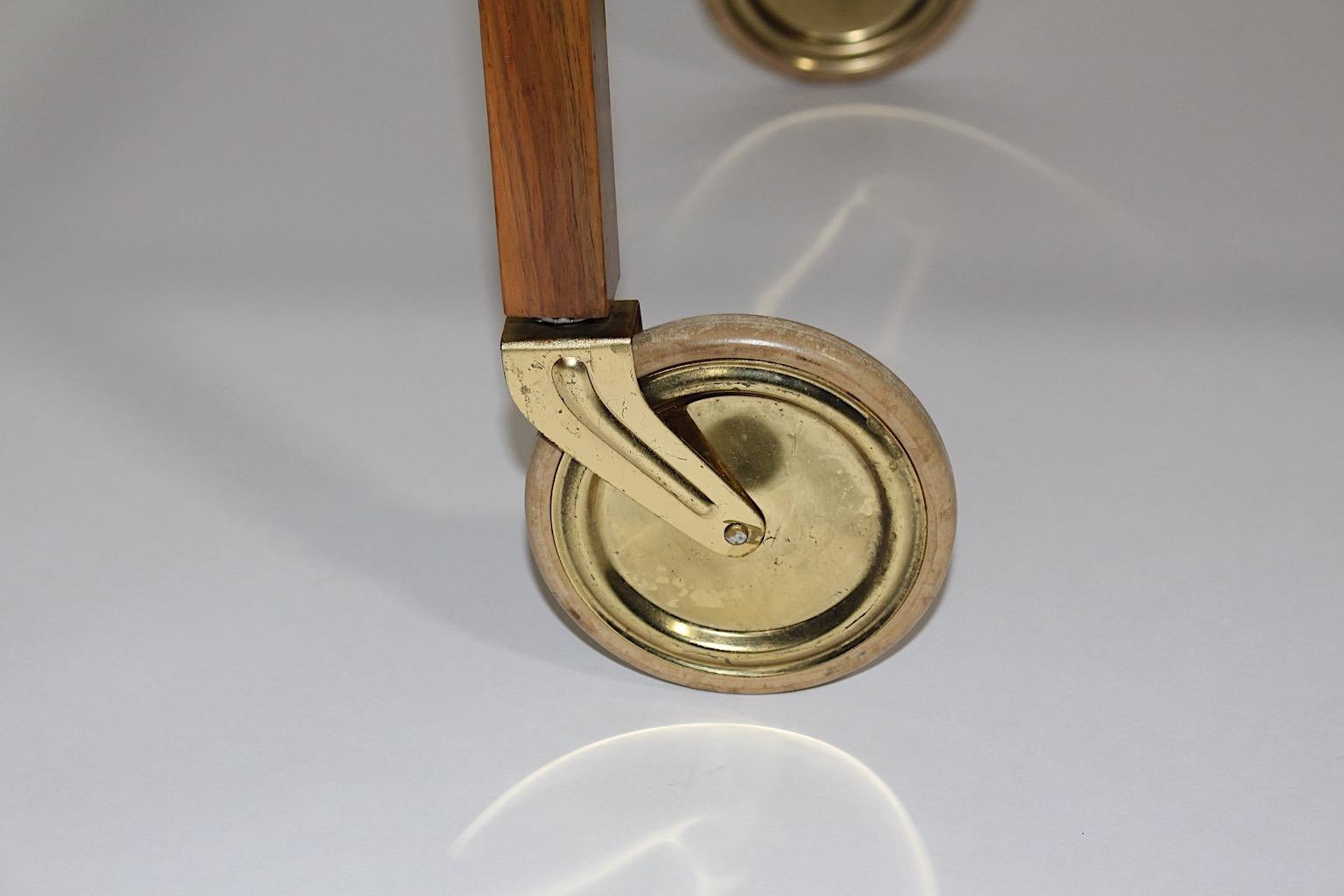 Art Deco Vintage Walnut Brass Bar Cart Julius Jirasek for Hagenauer circa 1935 For Sale 3