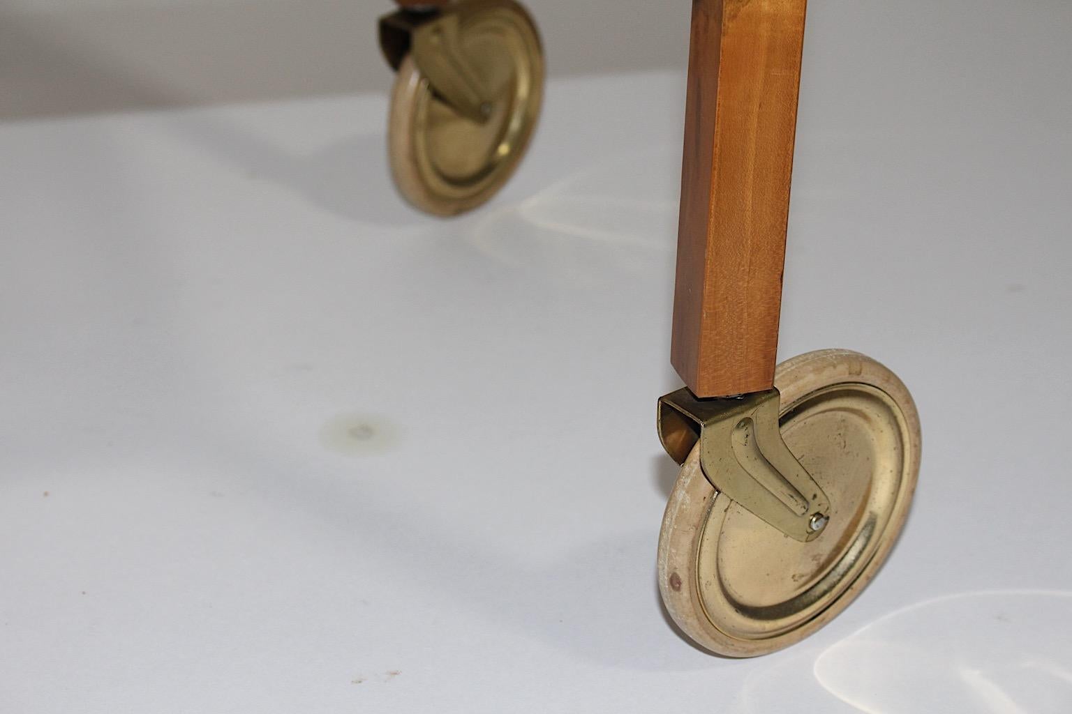 Art Deco Vintage Walnut Brass Bar Cart Julius Jirasek for Hagenauer circa 1935 For Sale 4