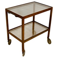 Art Deco Vintage Walnut Brass Bar Cart Julius Jirasek for Hagenauer circa 1935