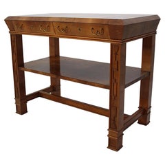 Art Deco Vintage Walnut Brass Side Board Console Table Circle Dagobert Peche