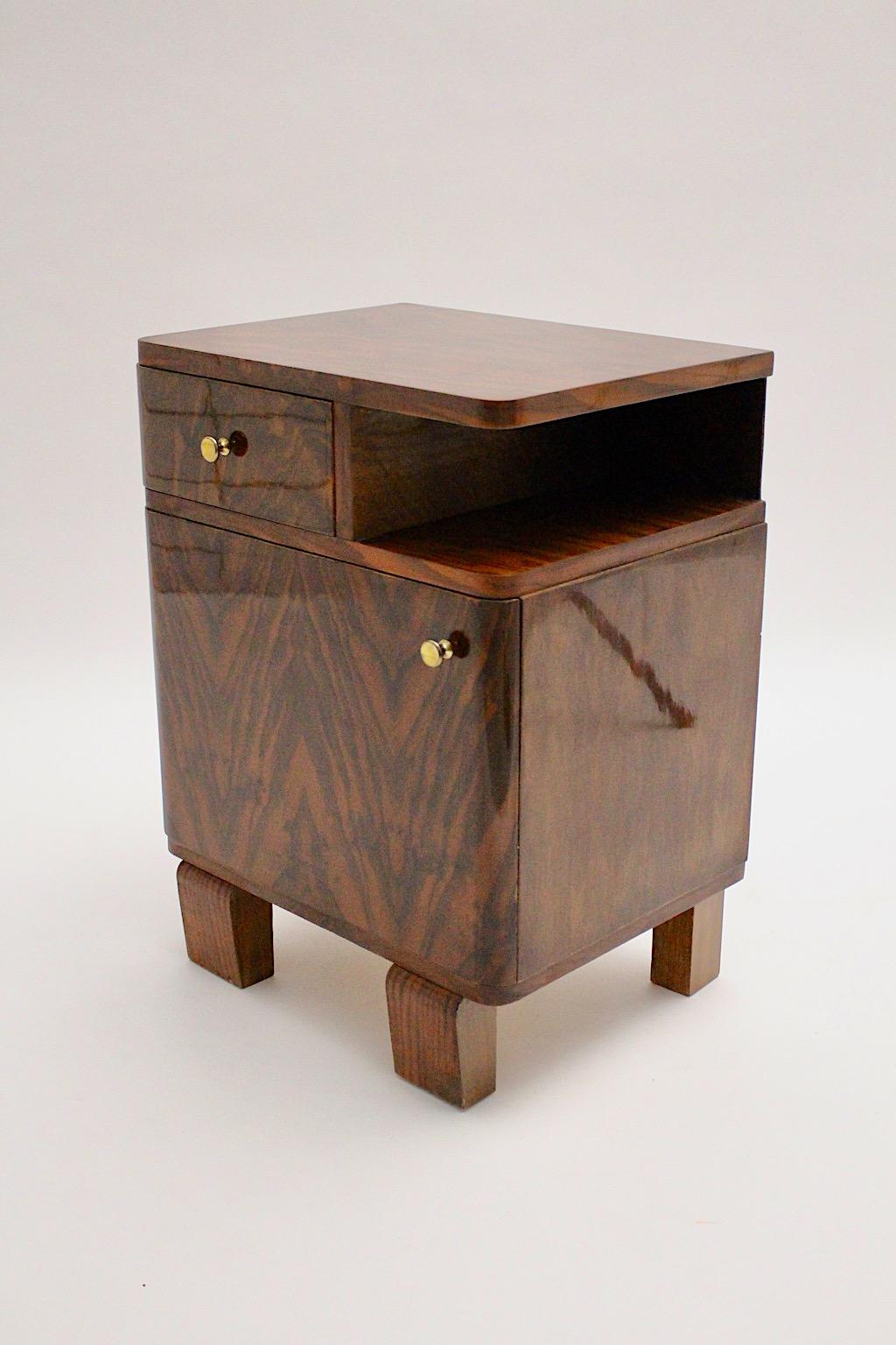 Austriaco Art Deco Vintage Noce Ottone Solo Comò 1930 Austria in vendita