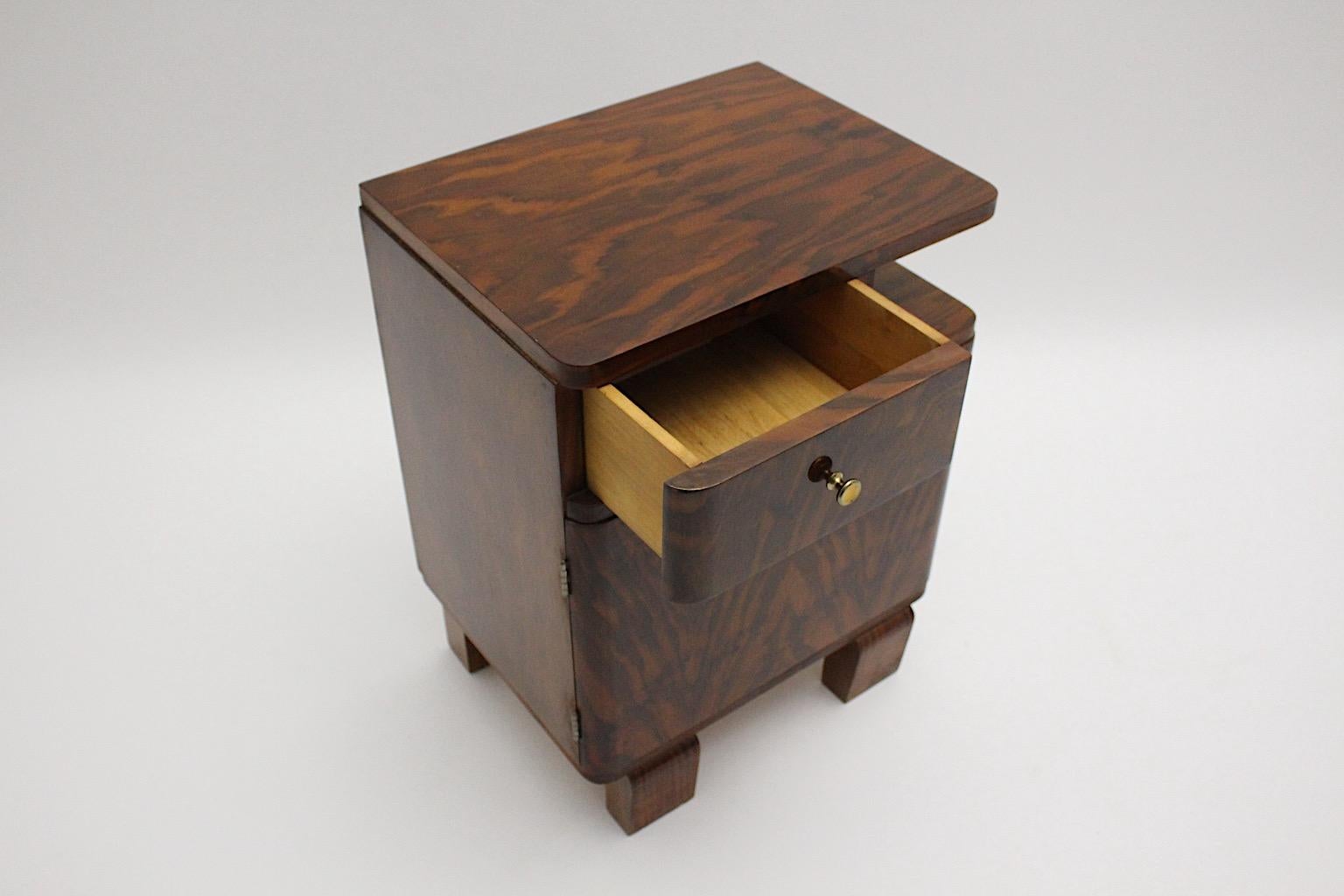 Metà XX secolo Art Deco Vintage Noce Ottone Solo Comò 1930 Austria in vendita