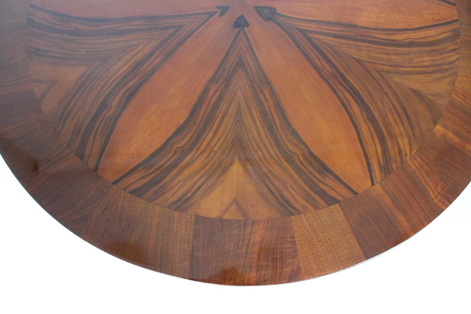 Art Deco Vintage Walnut Circular Coffee Table Hearts Josef Frank c 1925 Vienna For Sale 12