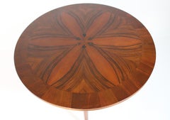 Art Deco Vintage Walnut Circular Coffee Table Hearts Josef Frank c 1925 Vienna