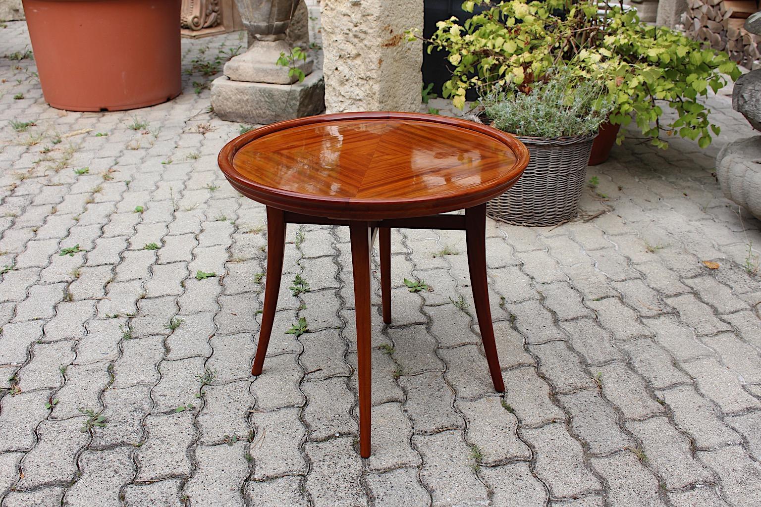Art Deco Vintage Walnut Circular Coffee Table Side Table 1930s Vienna For Sale 5