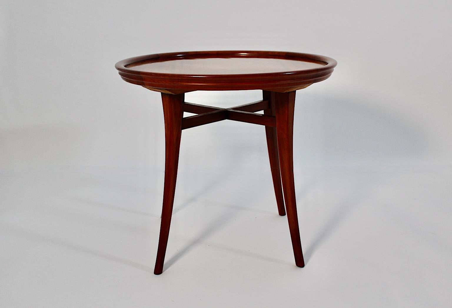 Art Deco Vintage Walnut Circular Coffee Table Side Table 1930s Vienna For Sale 8