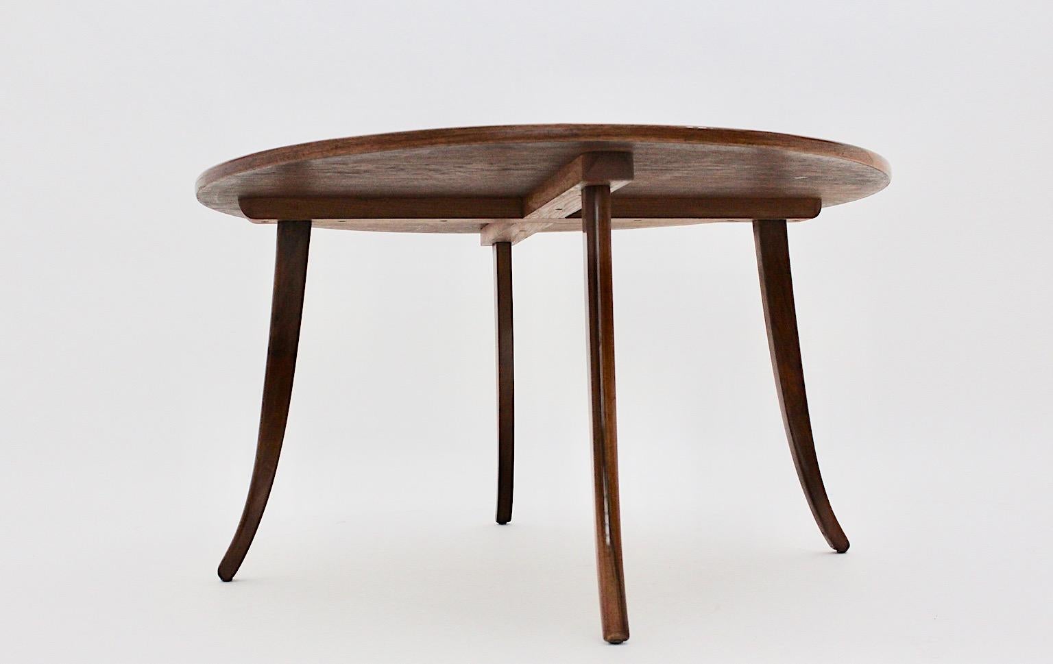 Art déco Art of Vintage Vintage Walnut Circular Coffee Table Sofa Table Circle Josef Frank 1927 en vente