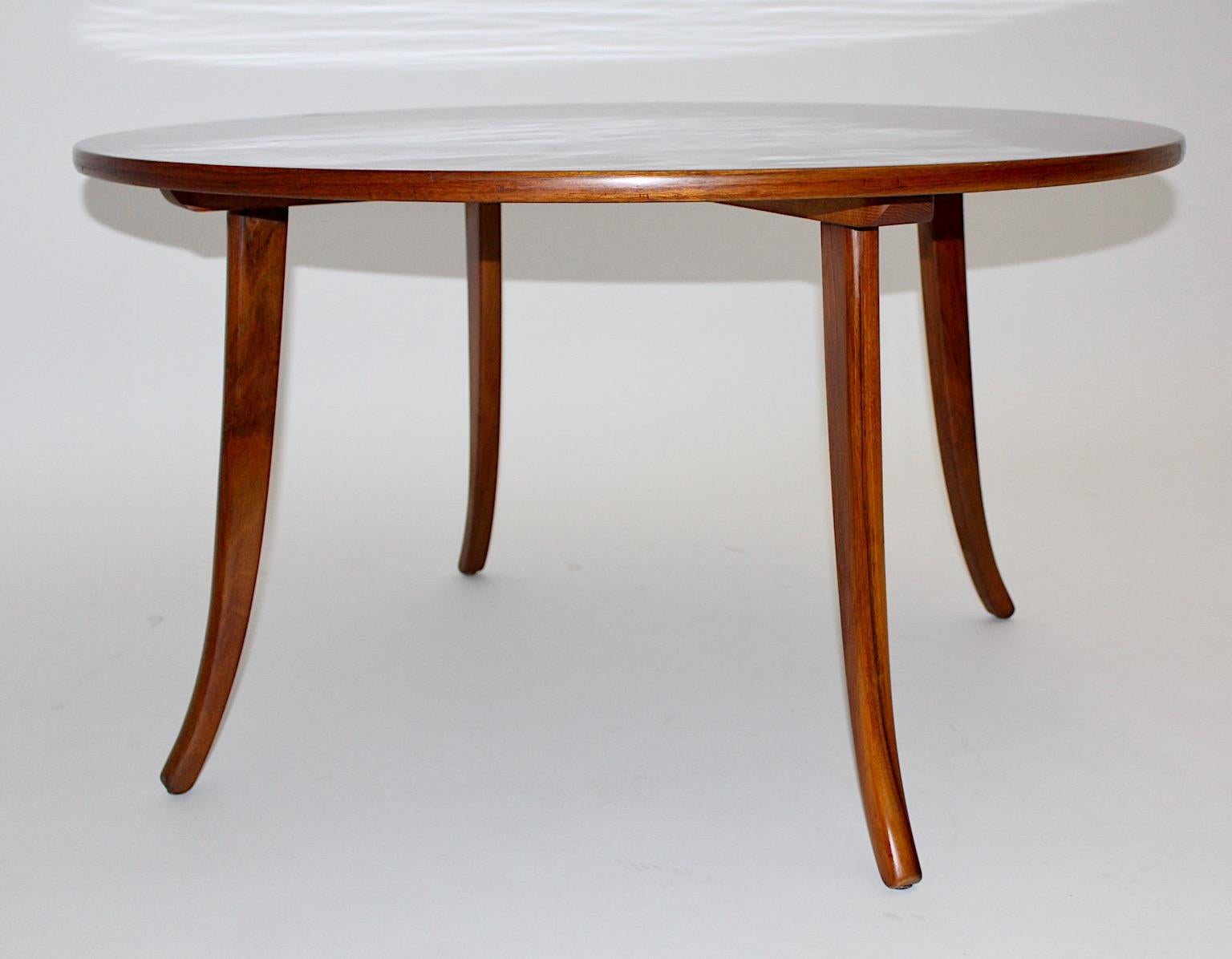 Art of Vintage Vintage Walnut Circular Coffee Table Sofa Table Circle Josef Frank 1927 Bon état - En vente à Vienna, AT