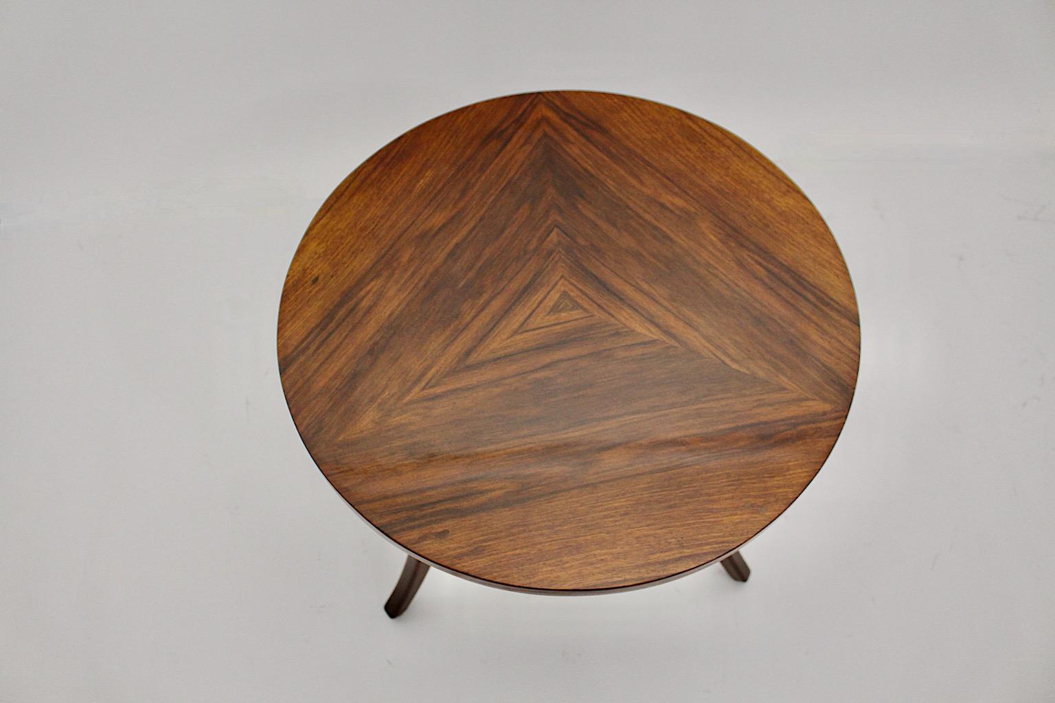 Art Deco Vintage Walnut Circular Josef Frank Side Table Coffee Table 1926 Vienna For Sale 4