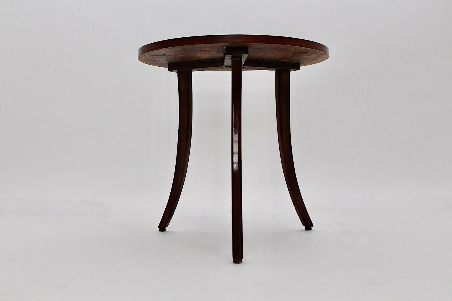 Art Deco Vintage Walnut Circular Josef Frank Side Table Coffee Table 1926 Vienna For Sale 5