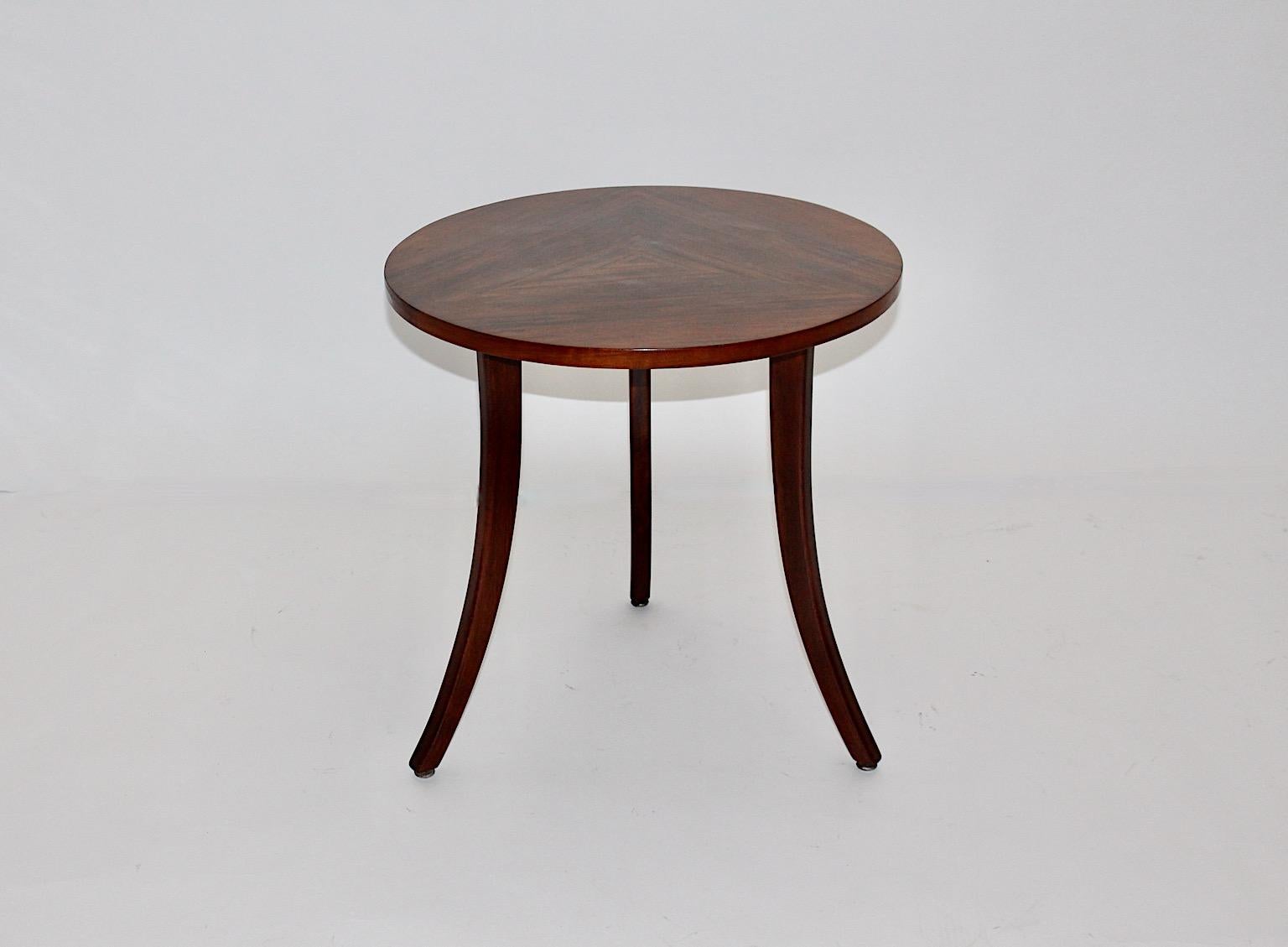 Art Deco Vintage Walnut Circular Josef Frank Side Table Coffee Table 1926 Vienna For Sale 1