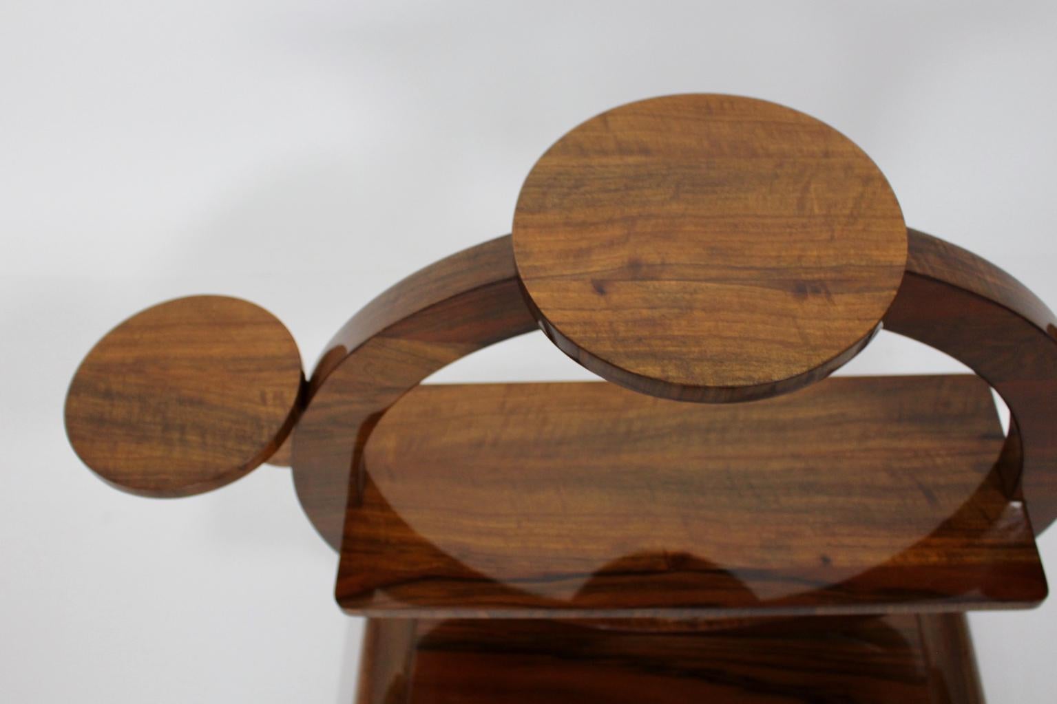 Art Deco Vintage Walnut Shelf Flower Stand Vienna, circa 1930 8