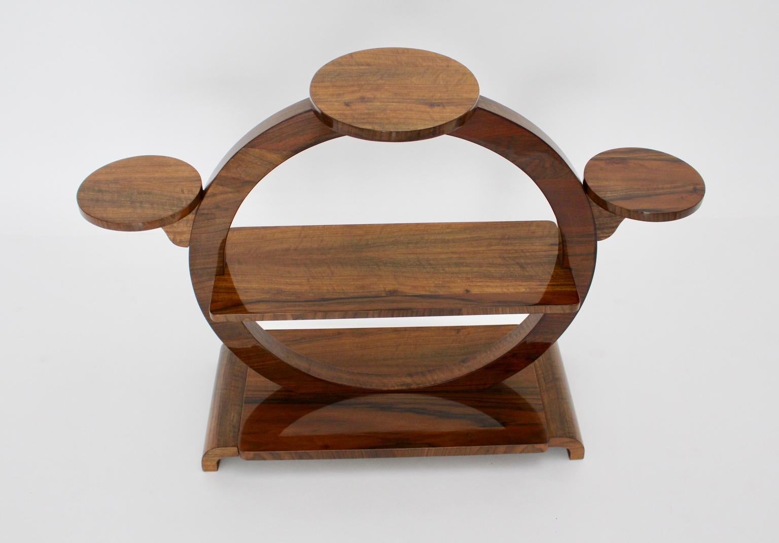 Austrian Art Deco Vintage Walnut Shelf Flower Stand Vienna, circa 1930