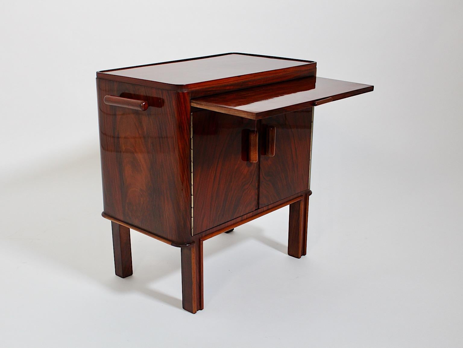 Art Deco Vintage Walnut Freestanding Side Table or Small Chest Vienna 1930s For Sale 7
