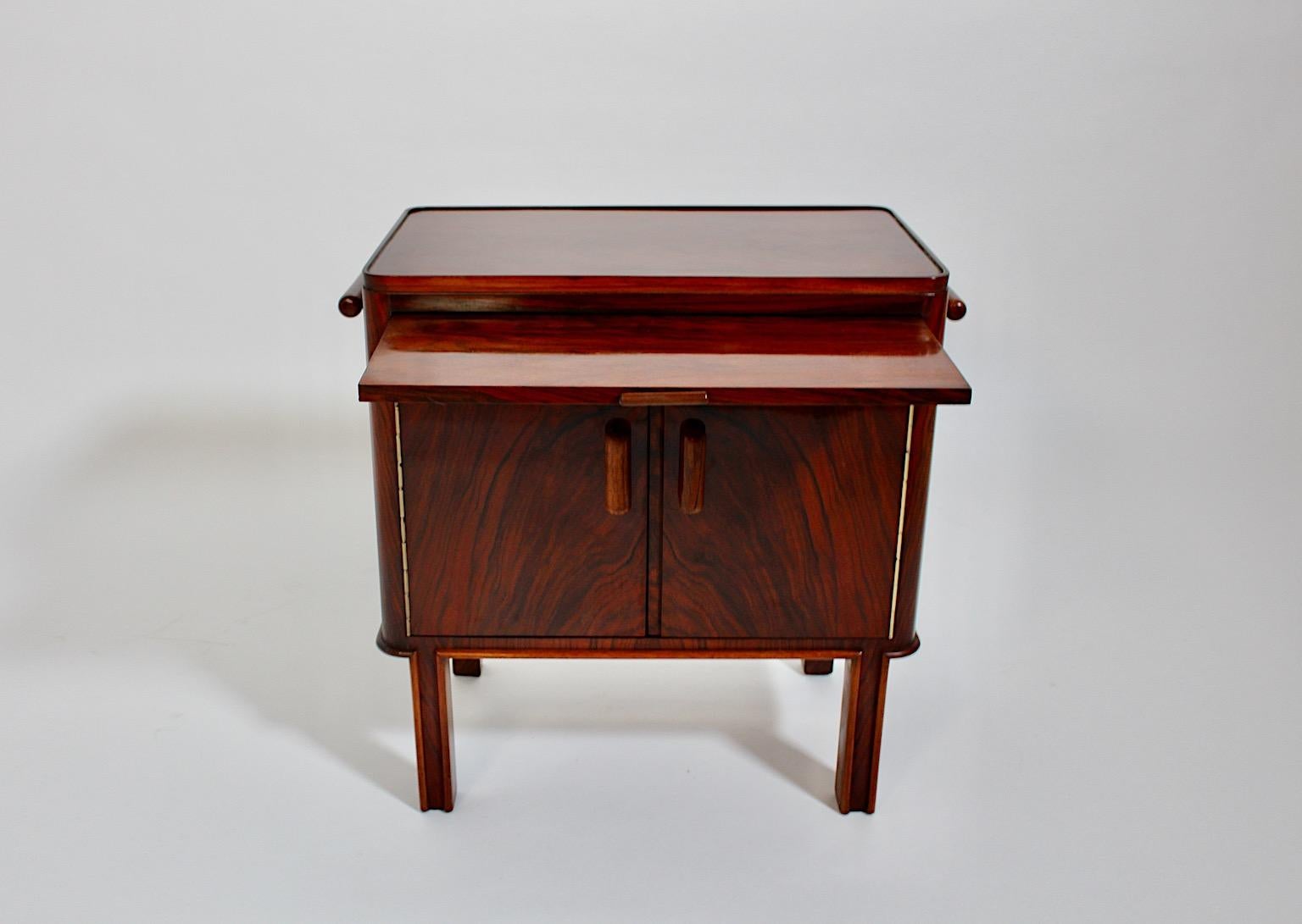 Art Deco Vintage Walnut Freestanding Side Table or Small Chest Vienna 1930s For Sale 8