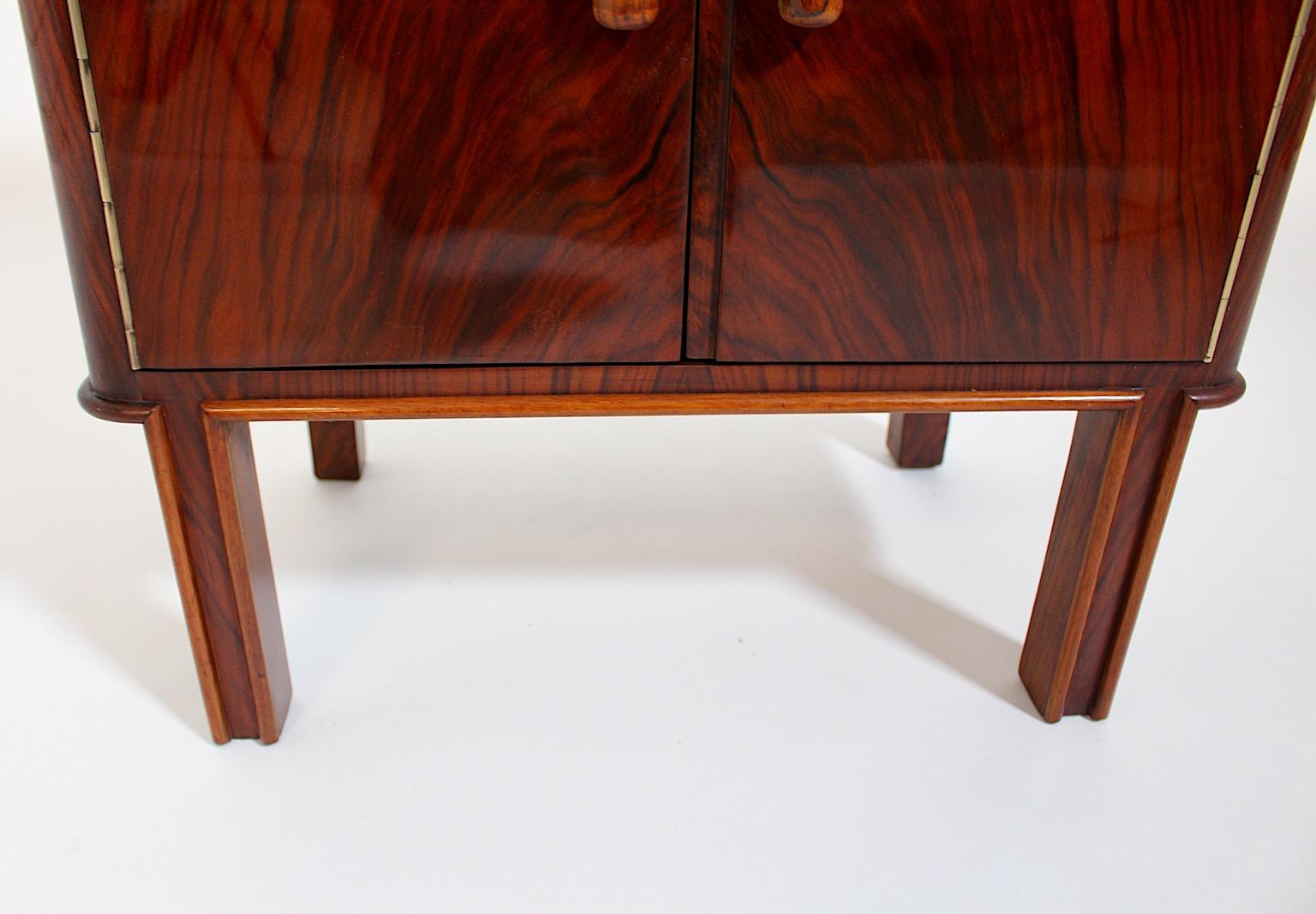 Art Deco Vintage Walnut Freestanding Side Table or Small Chest Vienna 1930s For Sale 9