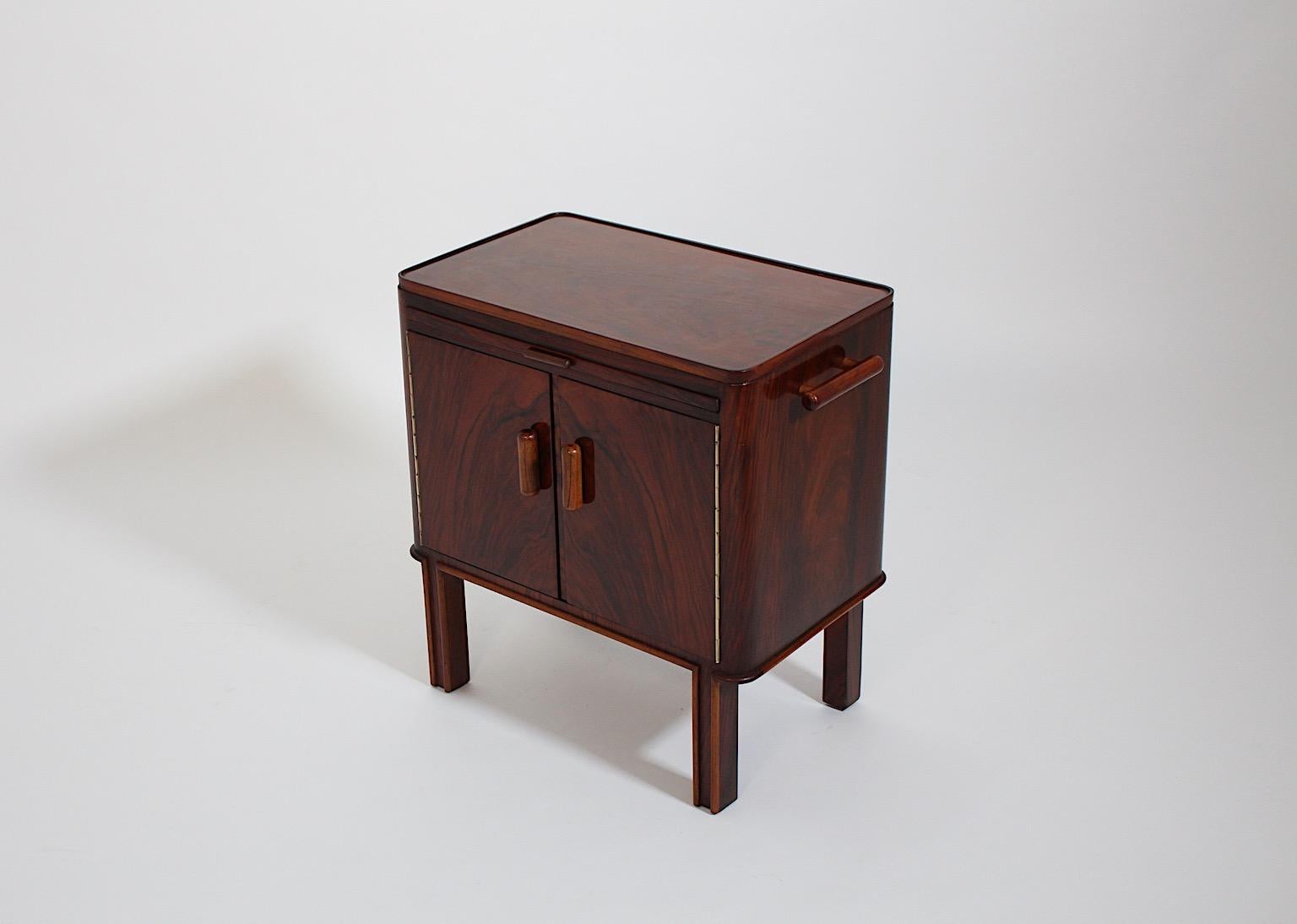 Art Deco Vintage Walnut Freestanding Side Table or Small Chest Vienna 1930s For Sale 10