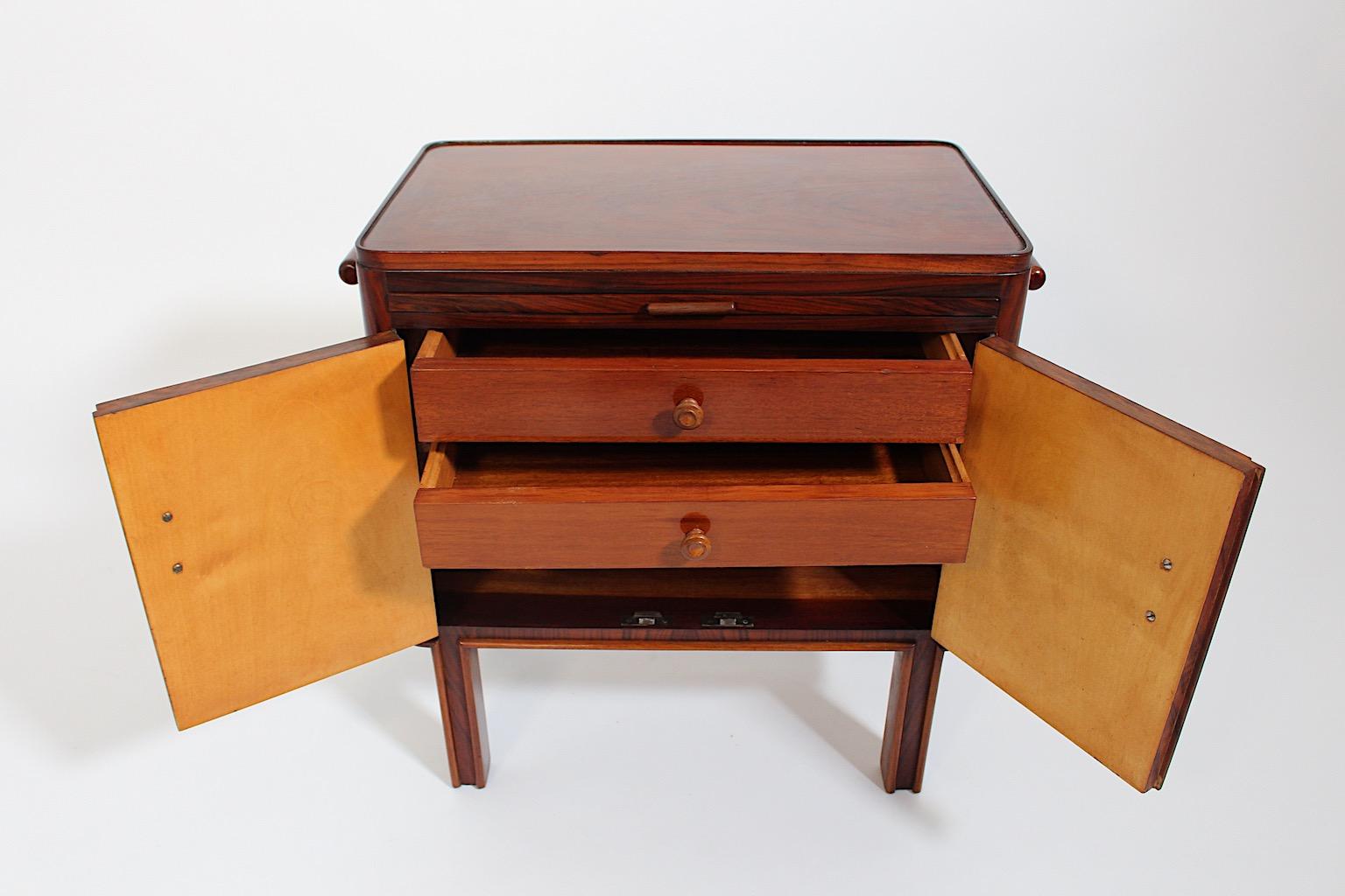 Art Deco Vintage Walnut Freestanding Side Table or Small Chest Vienna 1930s For Sale 11