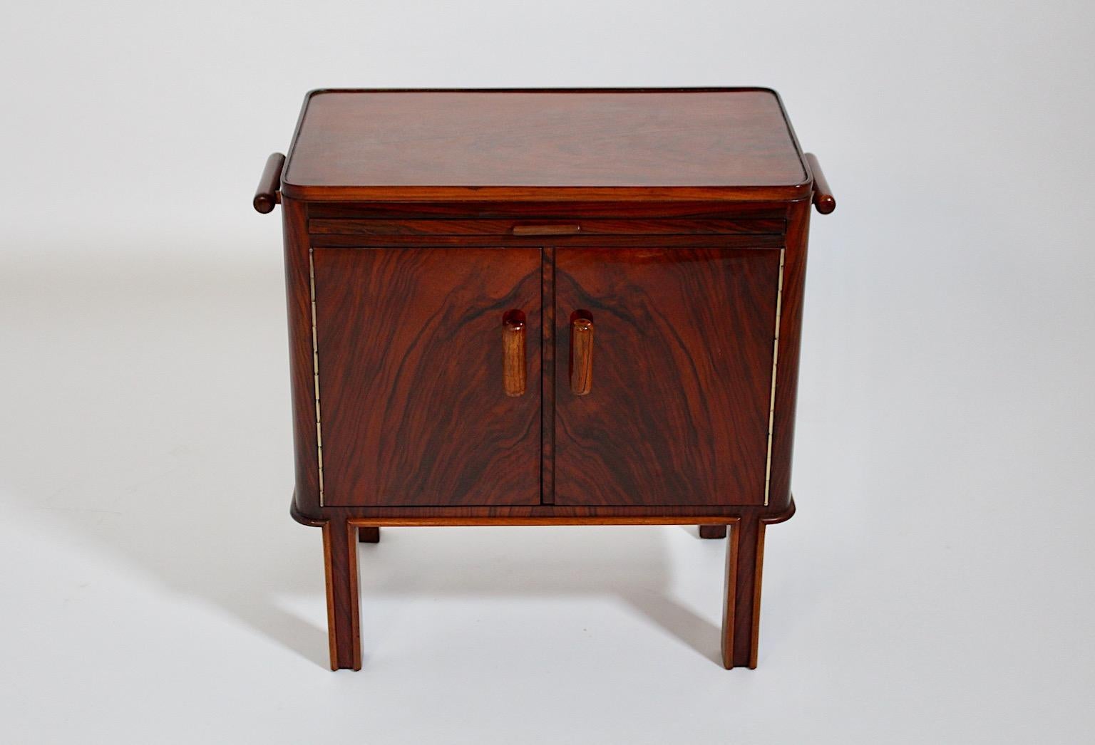 Art Deco Vintage Walnut Freestanding Side Table or Small Chest Vienna 1930s For Sale 12