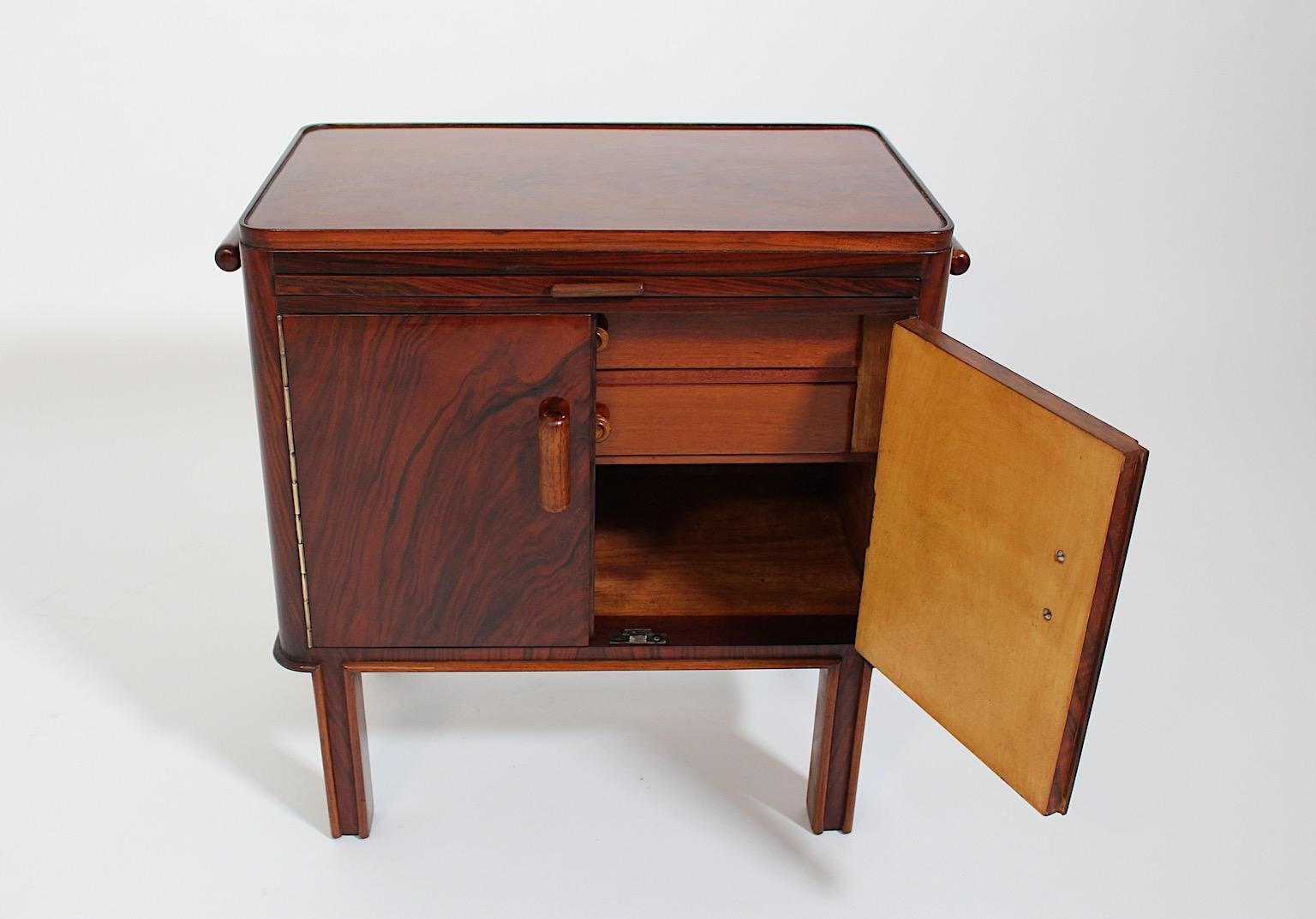 Art Deco Vintage Walnut Freestanding Side Table or Small Chest Vienna 1930s For Sale 13