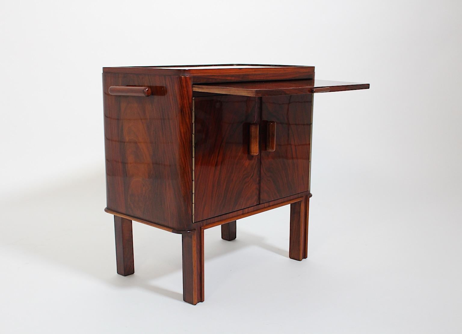 Art Deco Vintage Walnut Freestanding Side Table or Small Chest Vienna 1930s For Sale 14