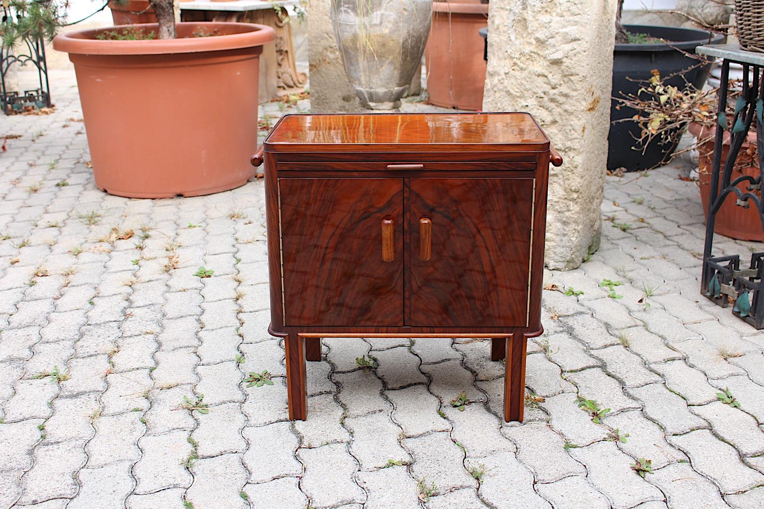 Mid-20th Century Art Deco Vintage Walnut Freestanding Side Table or Small Chest Vienna 1930s For Sale