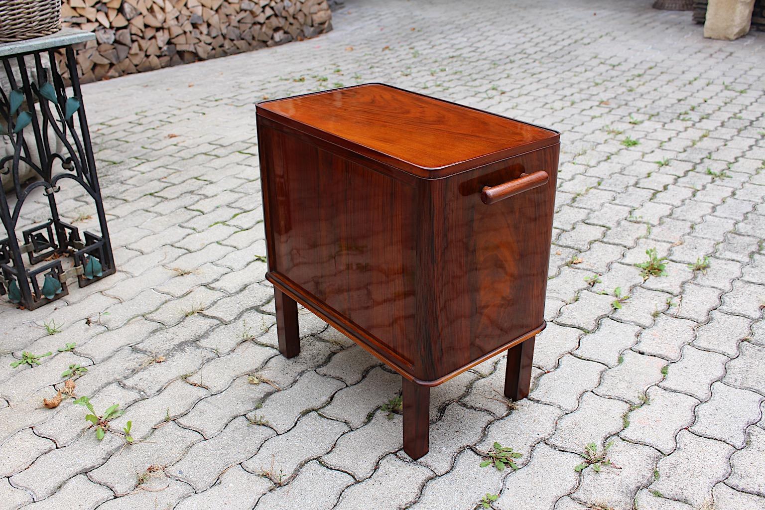 Art Deco Vintage Walnut Freestanding Side Table or Small Chest Vienna 1930s For Sale 1