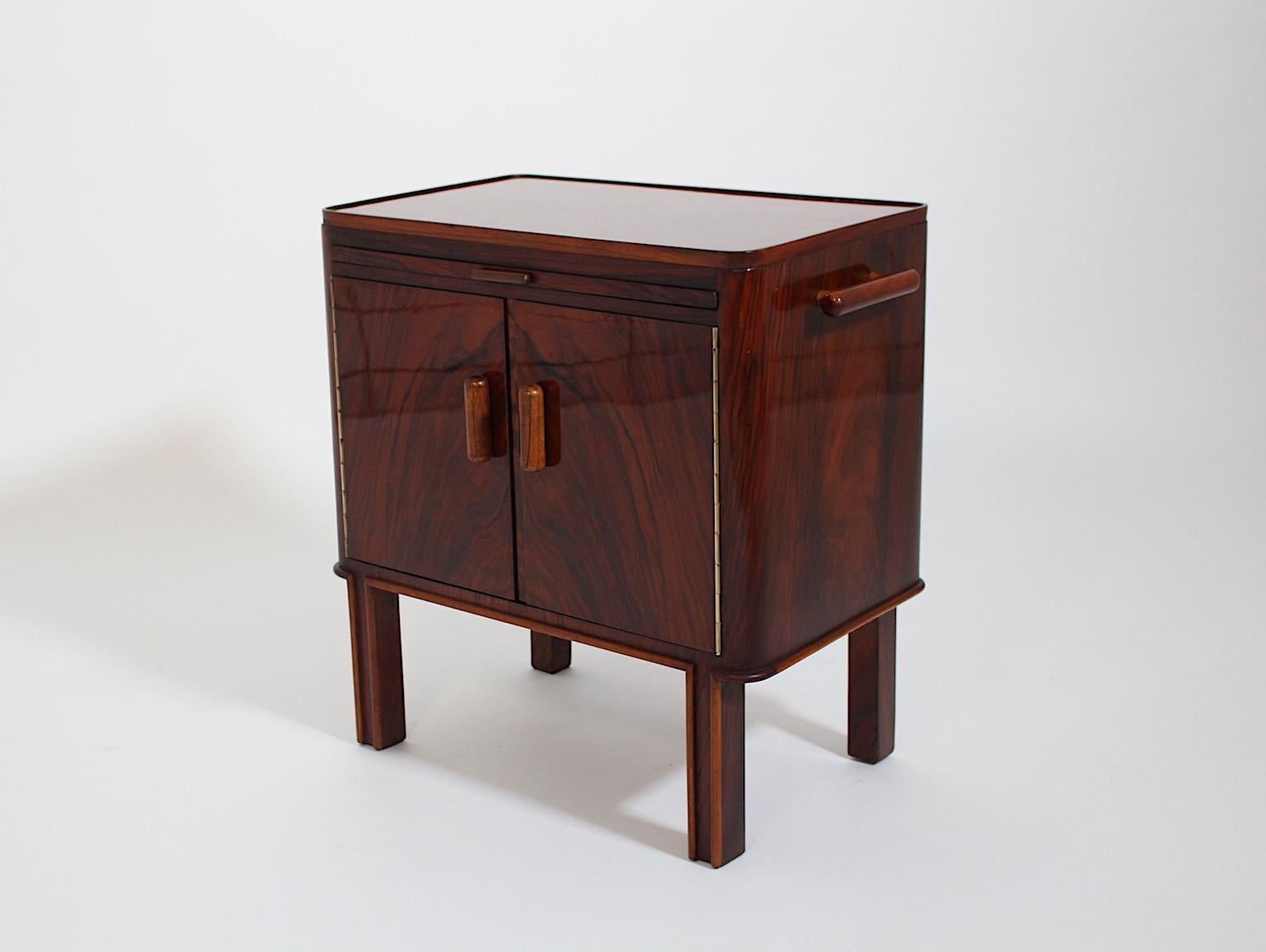 Art Deco Vintage Walnut Freestanding Side Table or Small Chest Vienna 1930s For Sale 2