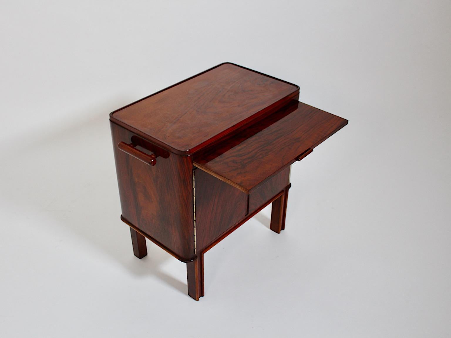 Art Deco Vintage Walnut Freestanding Side Table or Small Chest Vienna 1930s For Sale 3