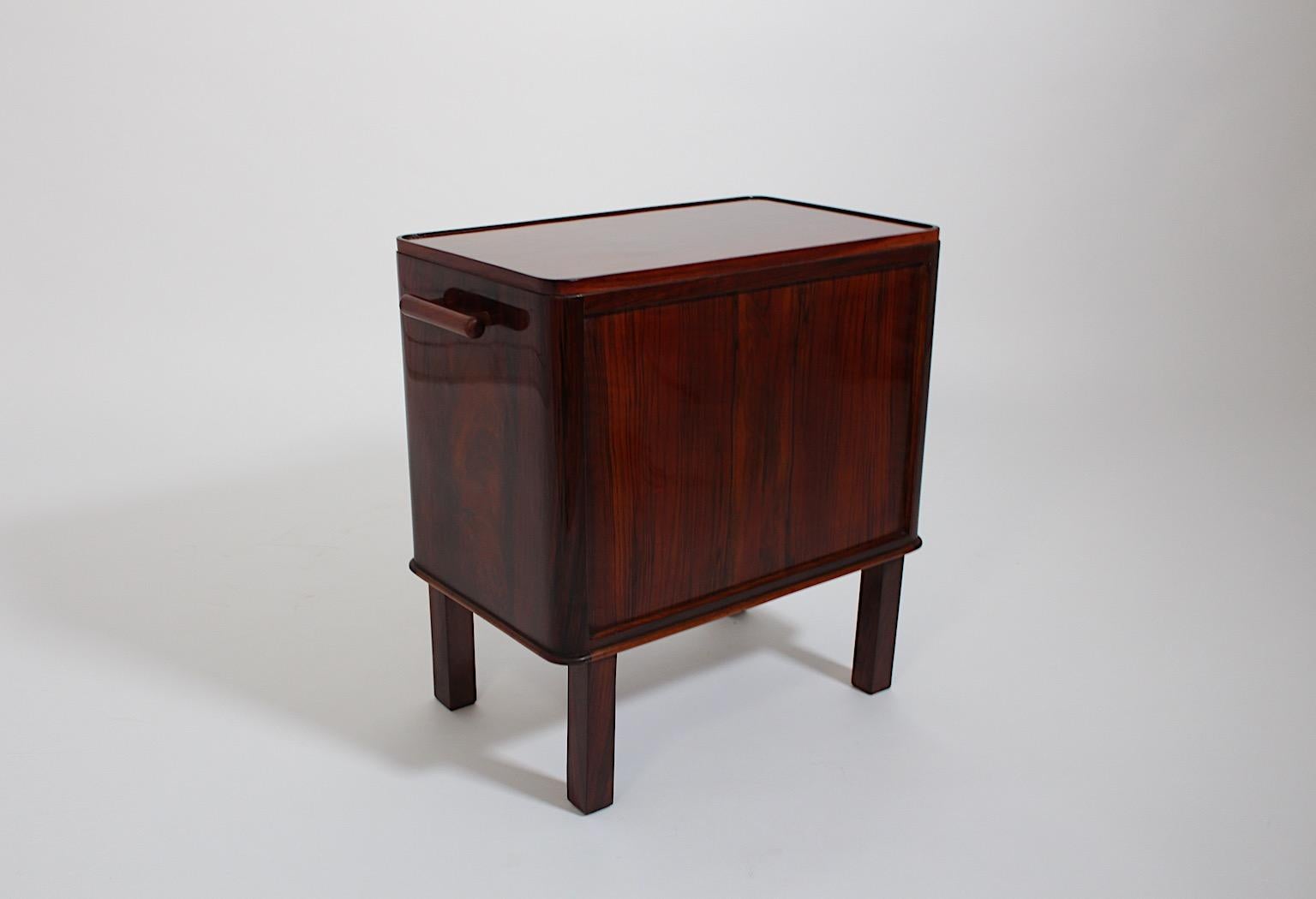Art Deco Vintage Walnut Freestanding Side Table or Small Chest Vienna 1930s For Sale 4