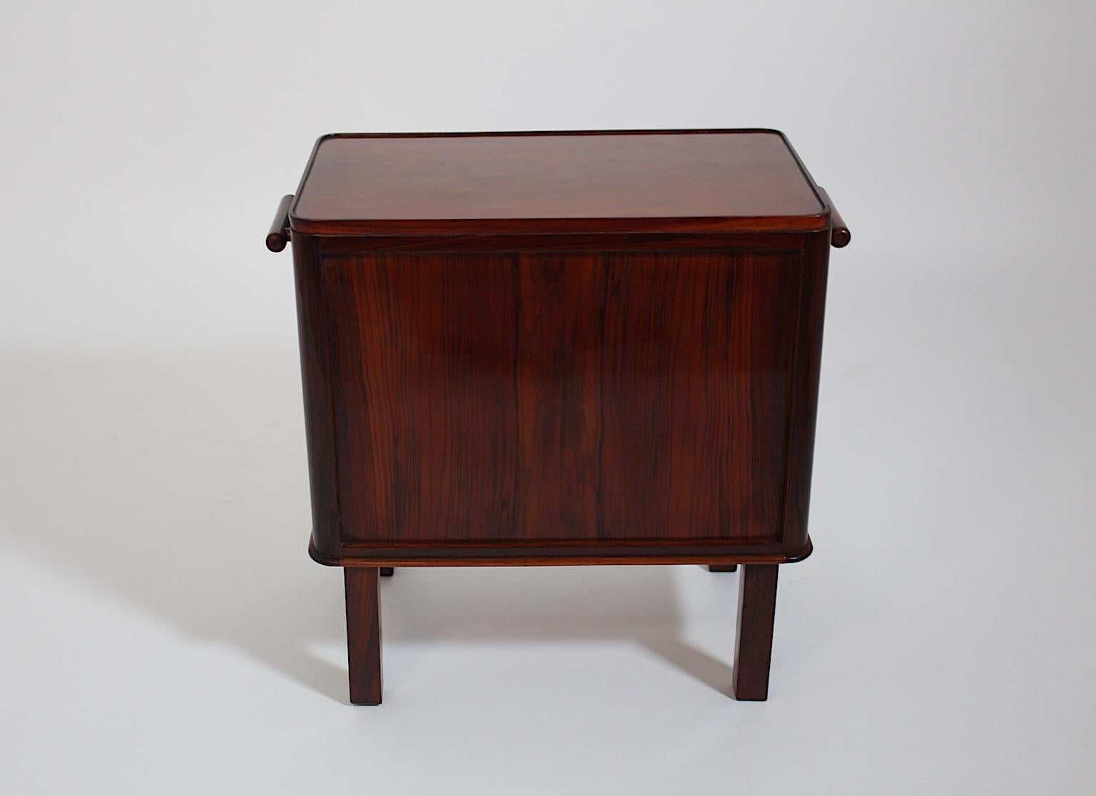 Art Deco Vintage Walnut Freestanding Side Table or Small Chest Vienna 1930s For Sale 5