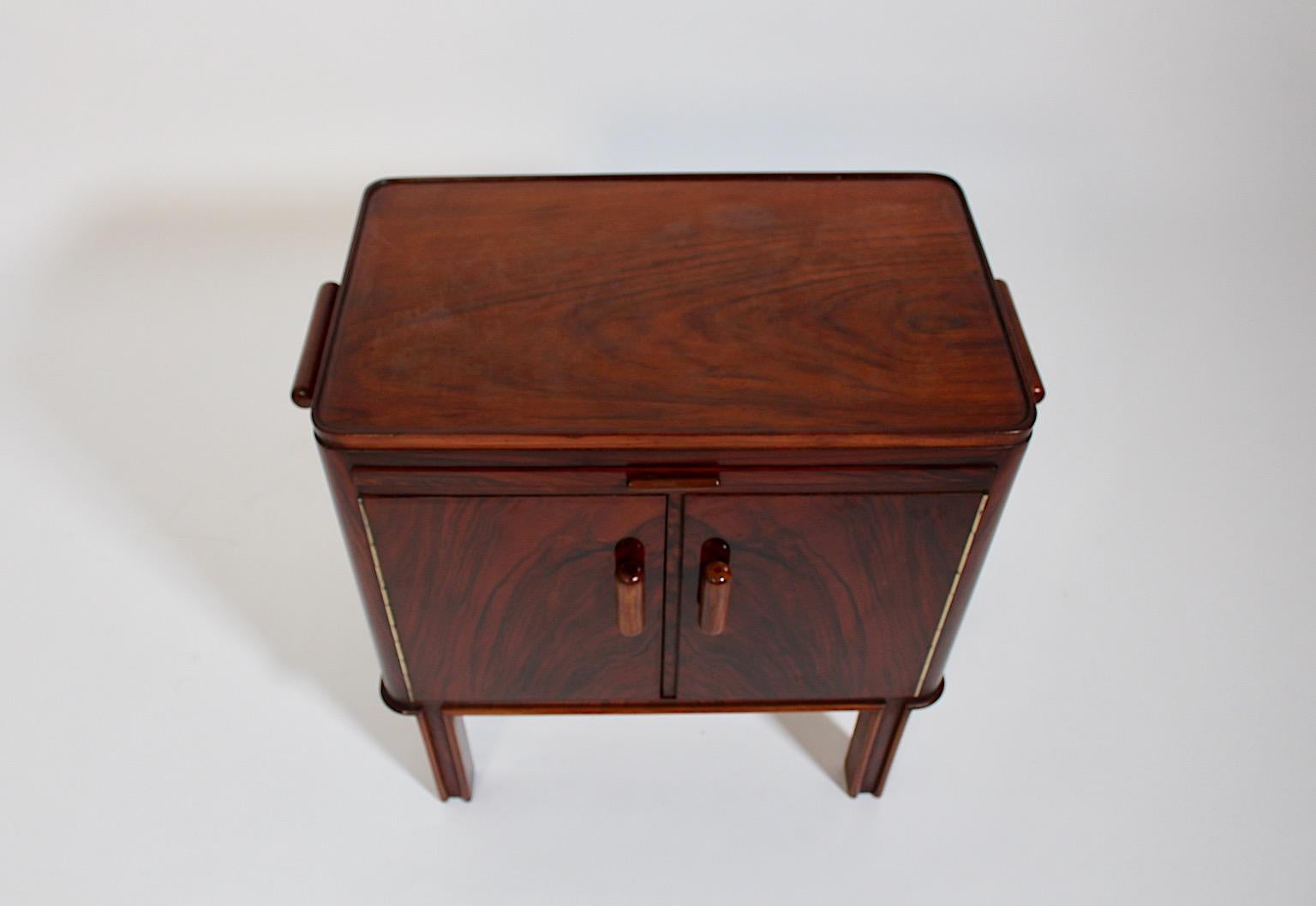 Art Deco Vintage Walnut Freestanding Side Table or Small Chest Vienna 1930s For Sale 6