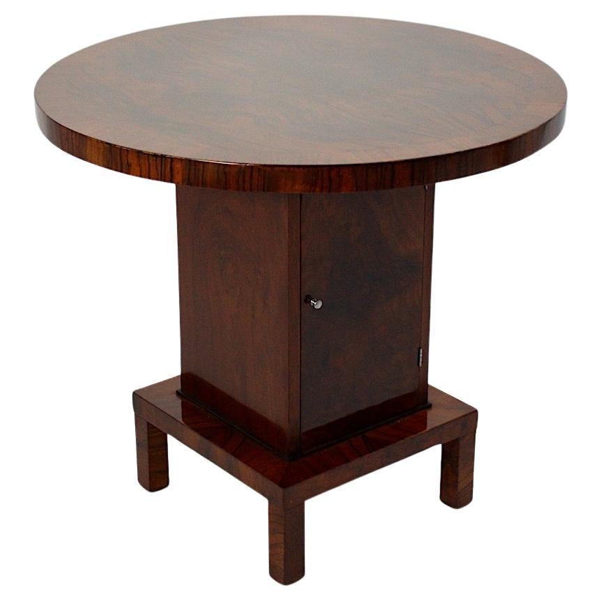 Art Deco Vintage Walnut Geometric Sculptural Side Table circa 1930 Vienna For Sale