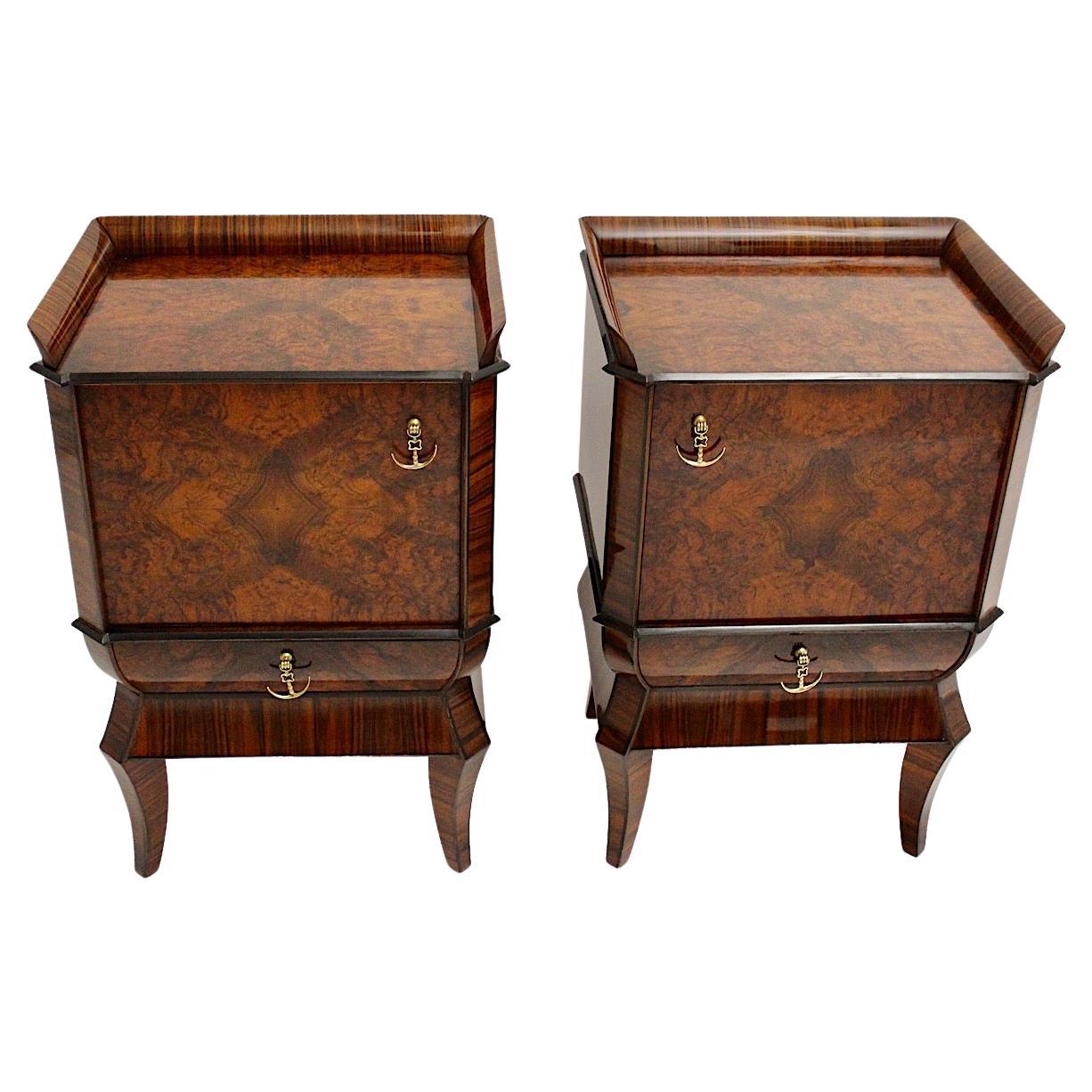 Art Deco Vintage Walnut Pagoda Night Stands Chests Hugo Gorge circa 1925 Austria For Sale