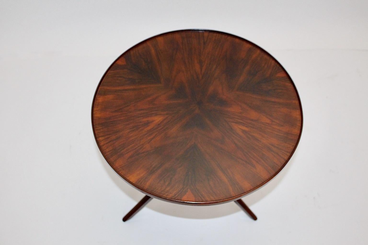 Art Deco Vintage Walnut Round Side Table Attributed Josef Frank, 1930s, Vienna 6