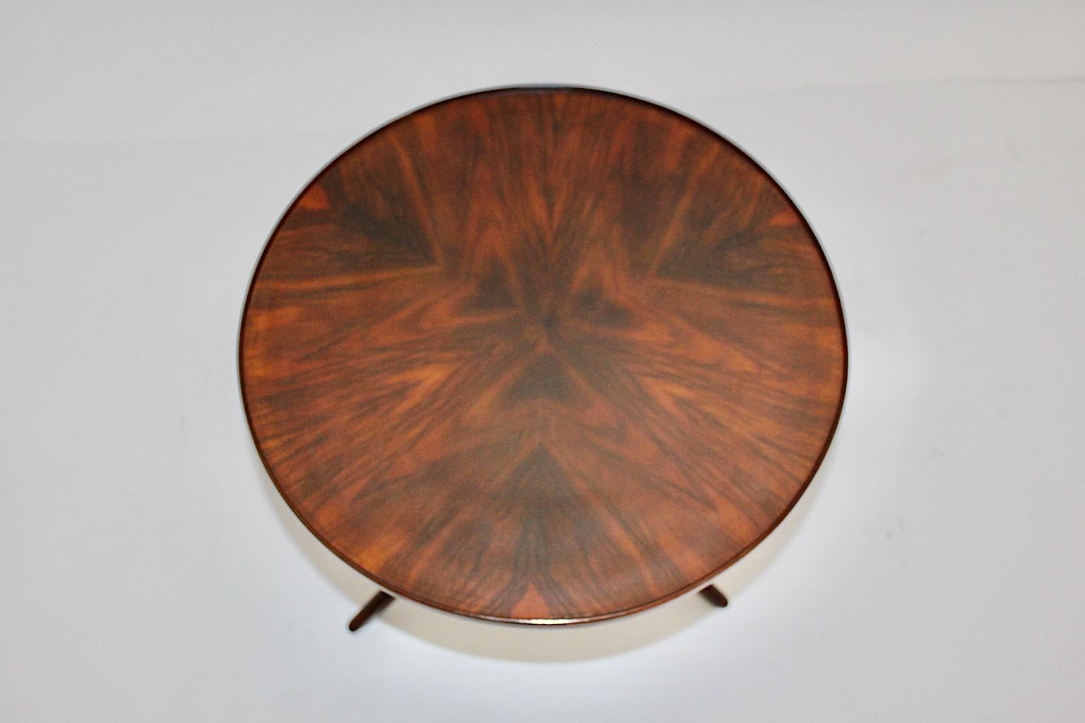 Art Deco Vintage Walnut Round Side Table Attributed Josef Frank, 1930s, Vienna 11