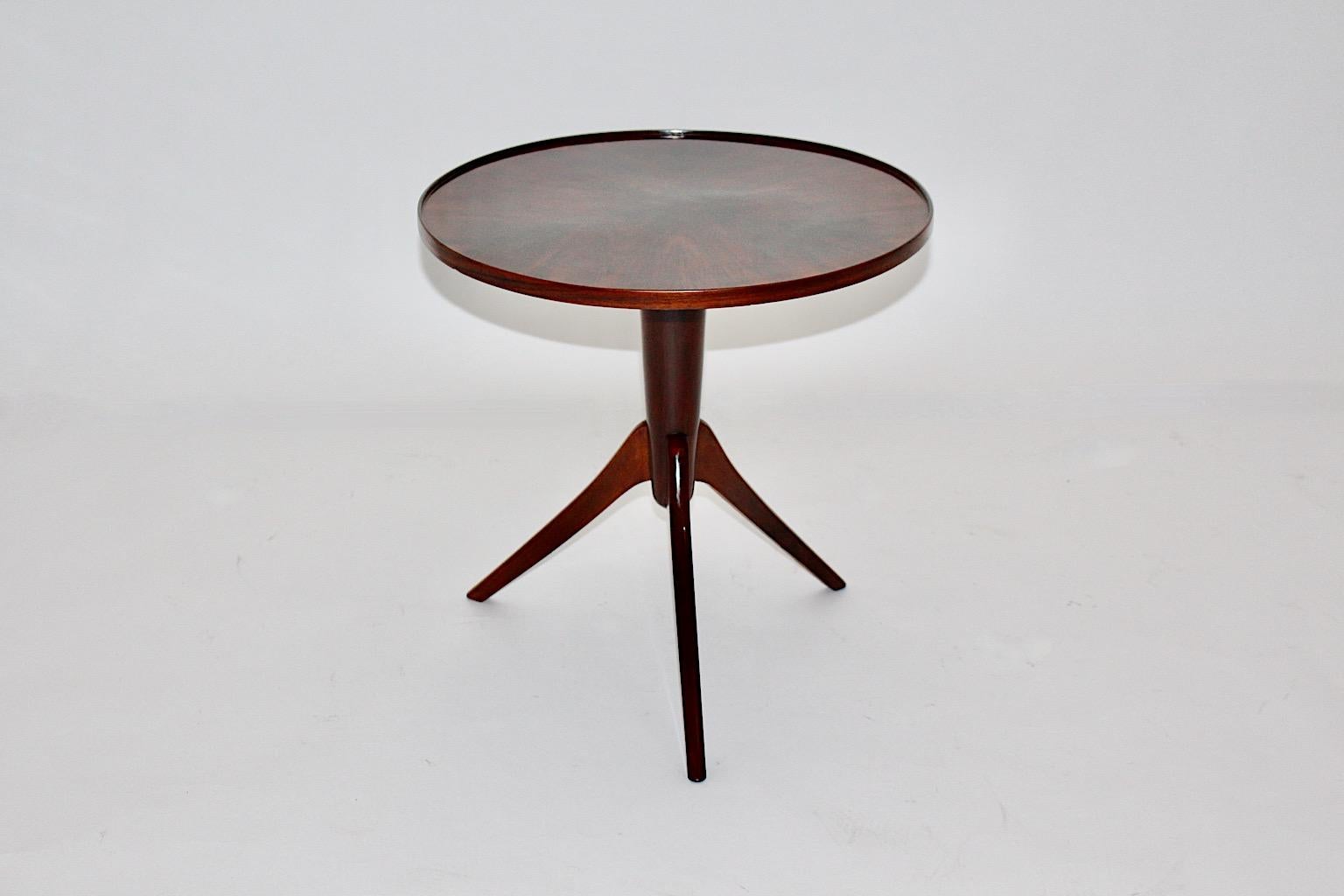 Art Deco Vintage Walnut Round Side Table Attributed Josef Frank, 1930s, Vienna 1