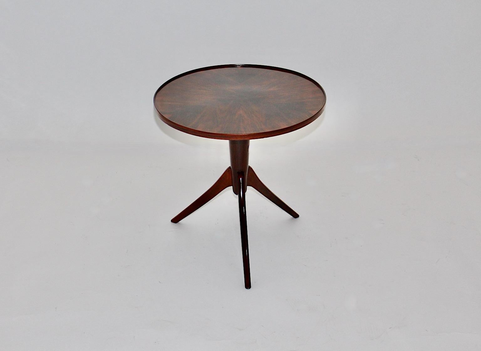 Art Deco Vintage Walnut Round Side Table Attributed Josef Frank, 1930s, Vienna 2