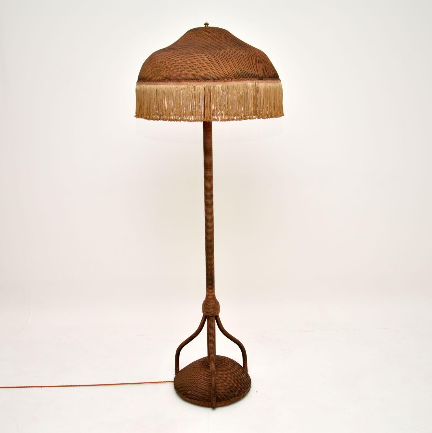 Art Deco Vintage Wicker Floor Lamp by Lloyd Loom
