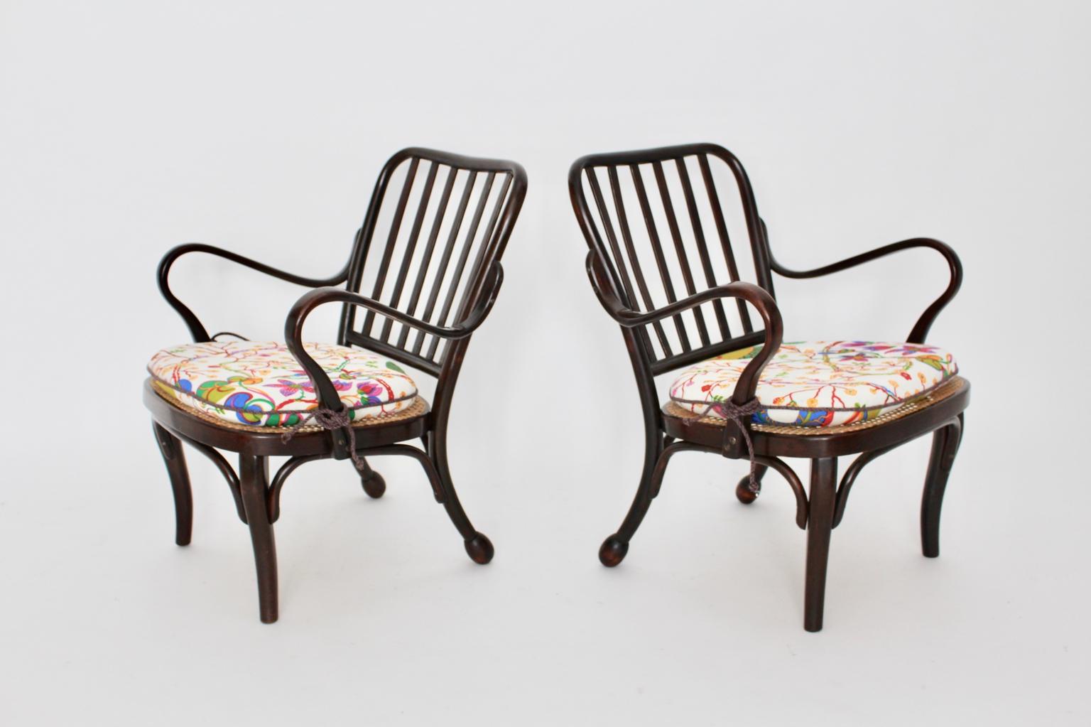 Art Deco Vintage Wood Armchairs and Coffee Table by Josef Frank Vienna For Sale 2