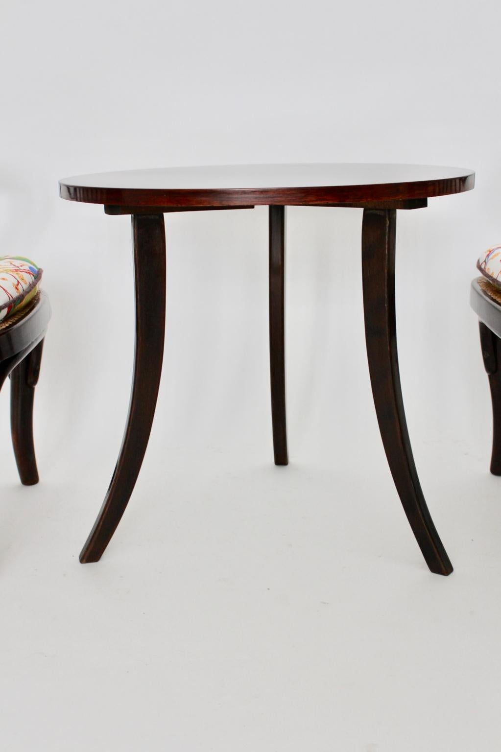 Art Deco Vintage Wood Armchairs and Coffee Table by Josef Frank Vienna For Sale 4