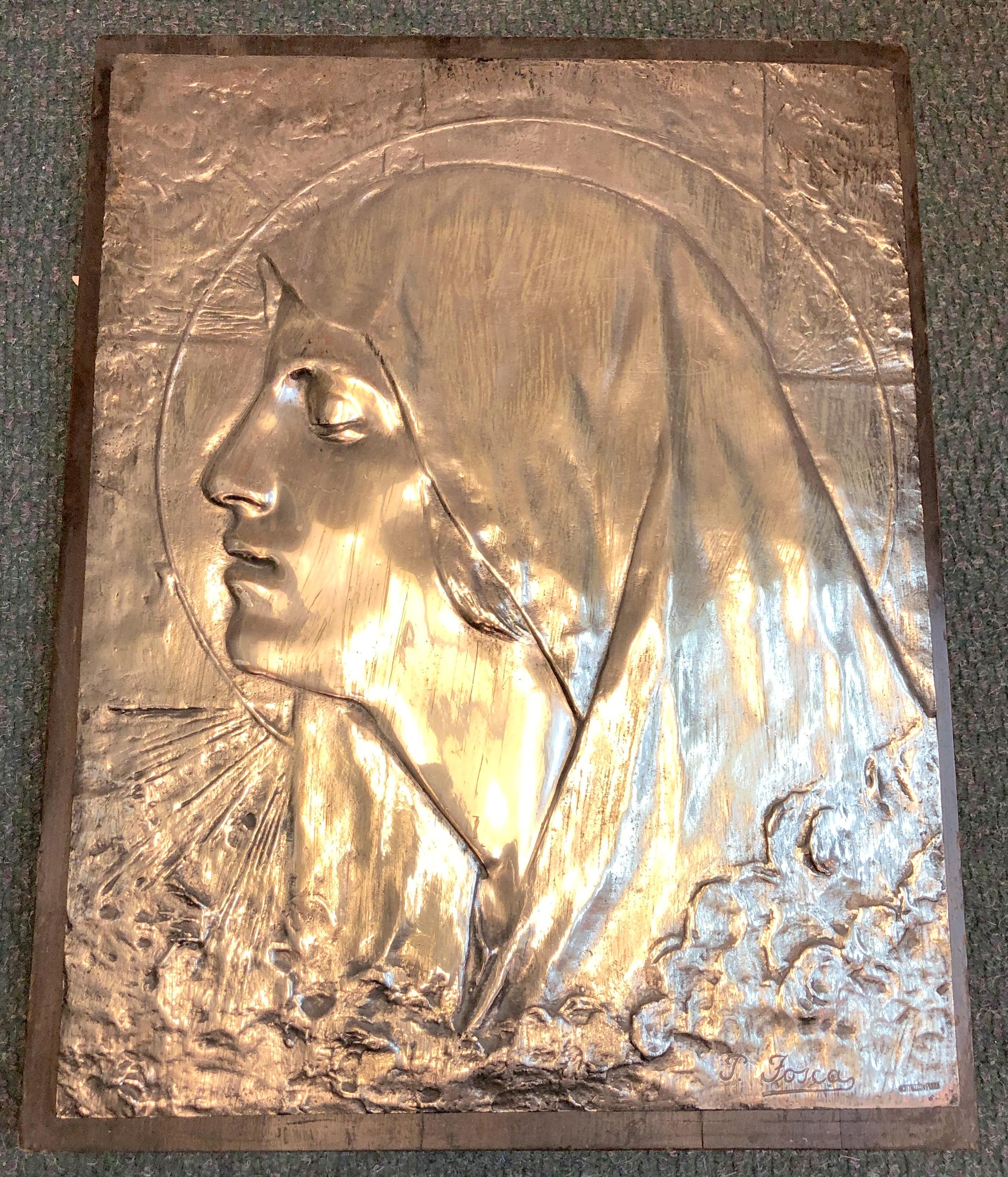 Bronze Virgin Art Déco, 1930, Signe : T. Fosca, Fonderie : Gottuzzo Y Piana en vente